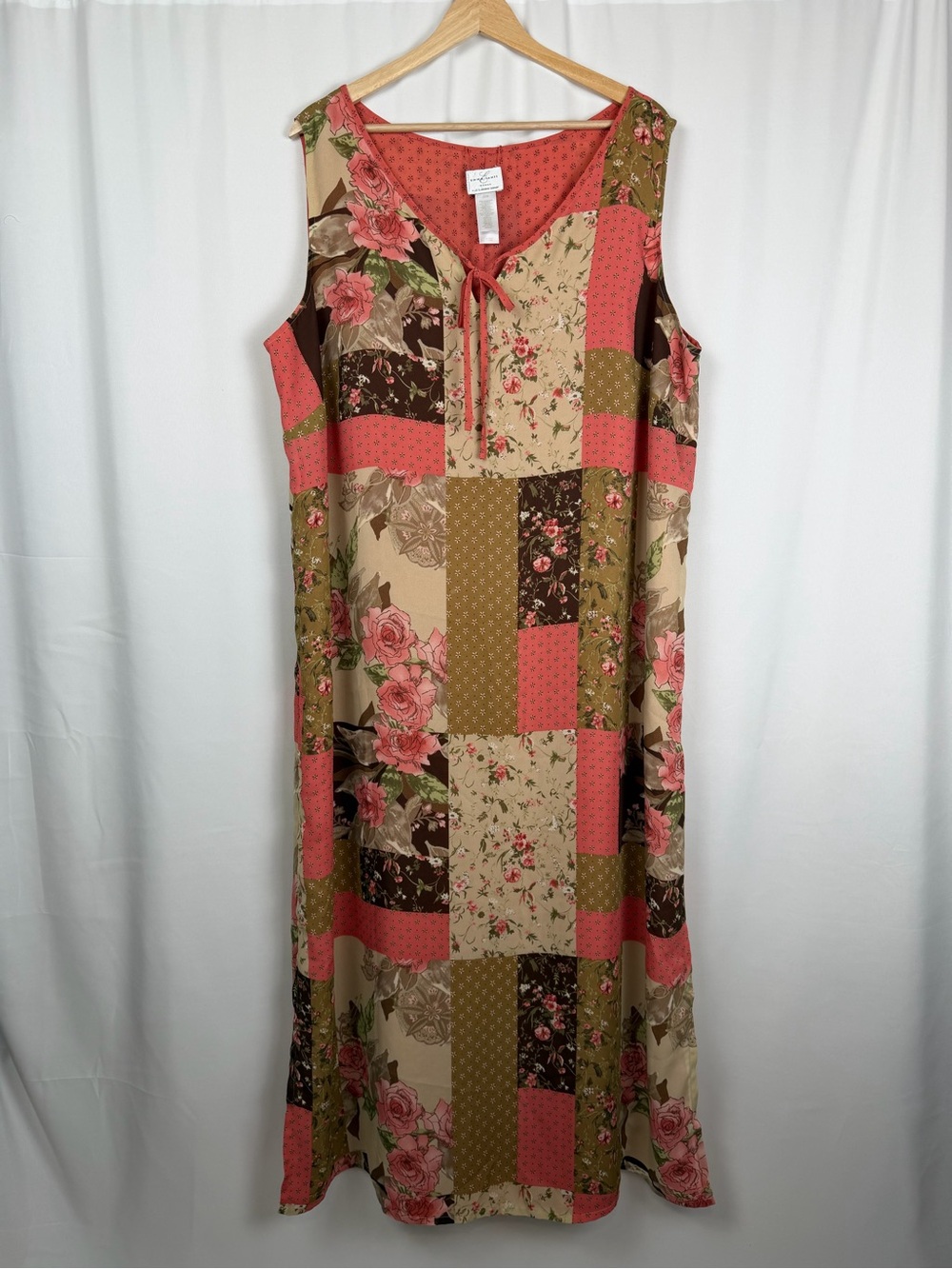 Emma James Reversible Midi Dress Plus Size 20W Coral Floral Polka Dot Sleeveless